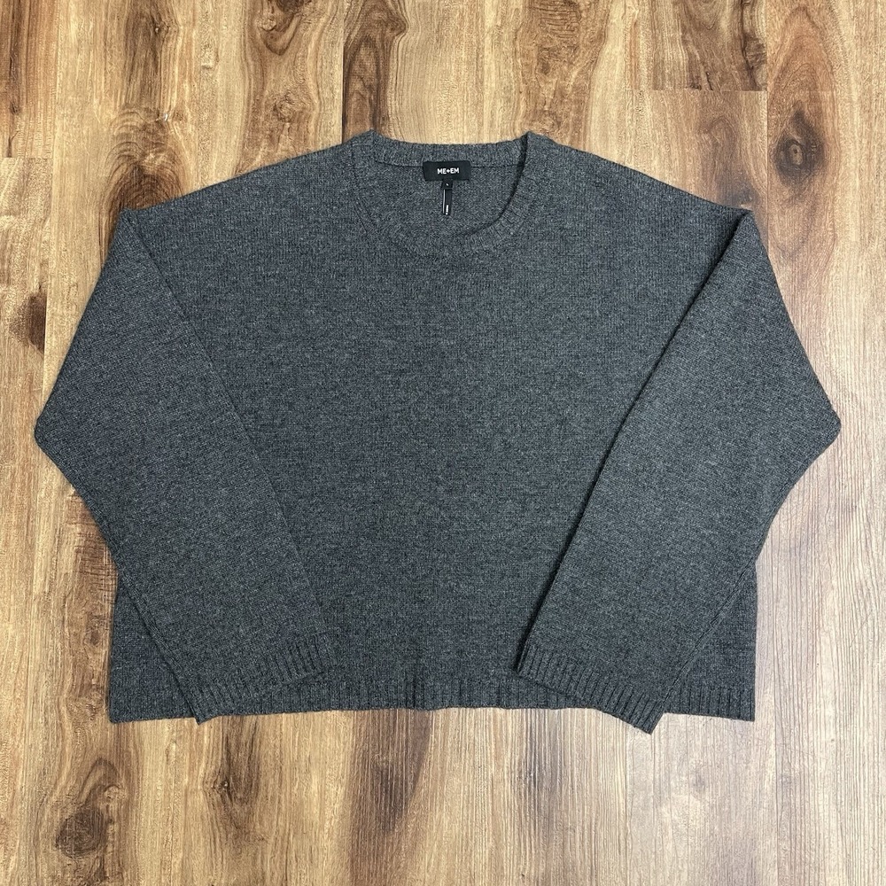 ME+EM Merino Cashmere Curved Hem Jumper Gray Sweater Size L Comfy